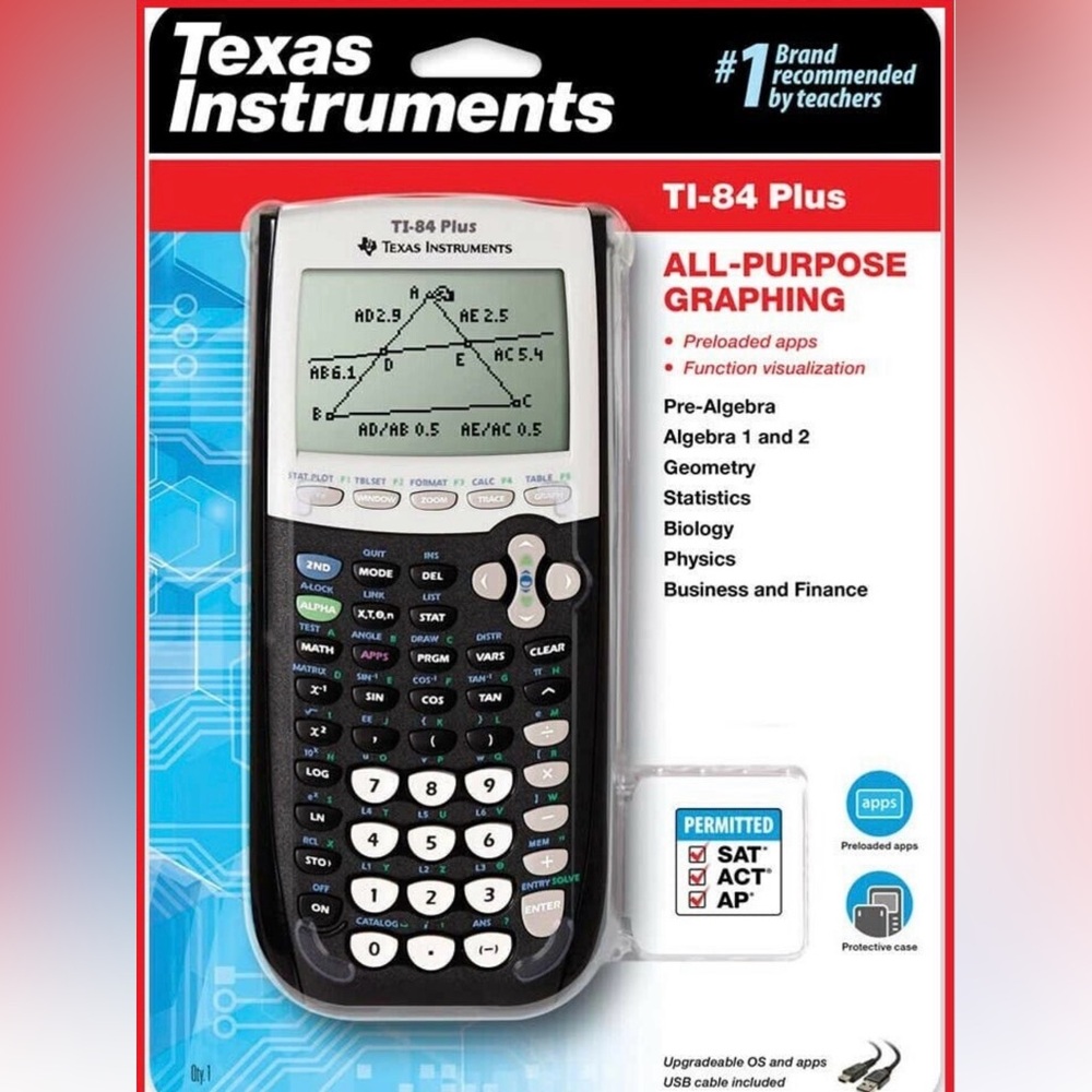 Texas Instruments TI-84 Plus calculator graphing cover works great Euc